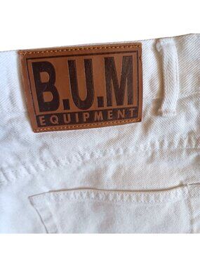 Vintage Shorts sz 11 29W 29" B.U.M Equipment White Denim Cotton 1990's Mom Prep